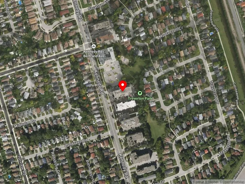 RentSafeTO apartment evaluation satellite view of 833 KENNEDY RD in Scarborough Centre, Toronto
