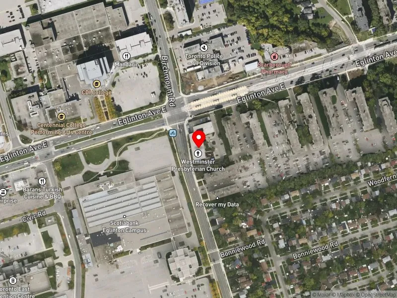 RentSafeTO apartment evaluation satellite view of 835-841 BIRCHMOUNT RD in Scarborough Southwest, Toronto