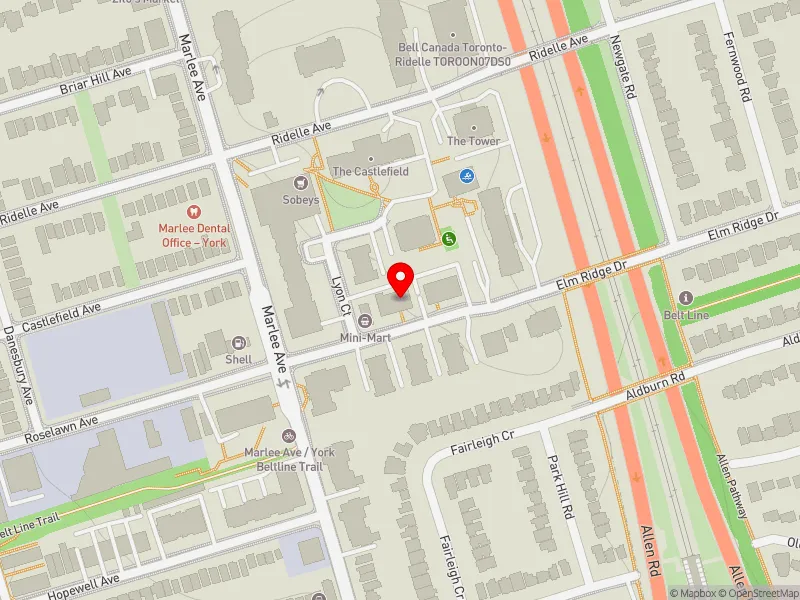 RentSafeTO apartment evaluation map view of 836 ROSELAWN AVE in Eglinton-Lawrence, Toronto