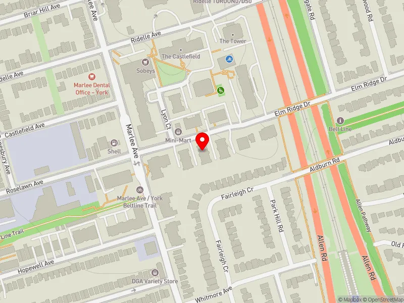 RentSafeTO apartment evaluation map view of 837 ROSELAWN AVE in Eglinton-Lawrence, Toronto