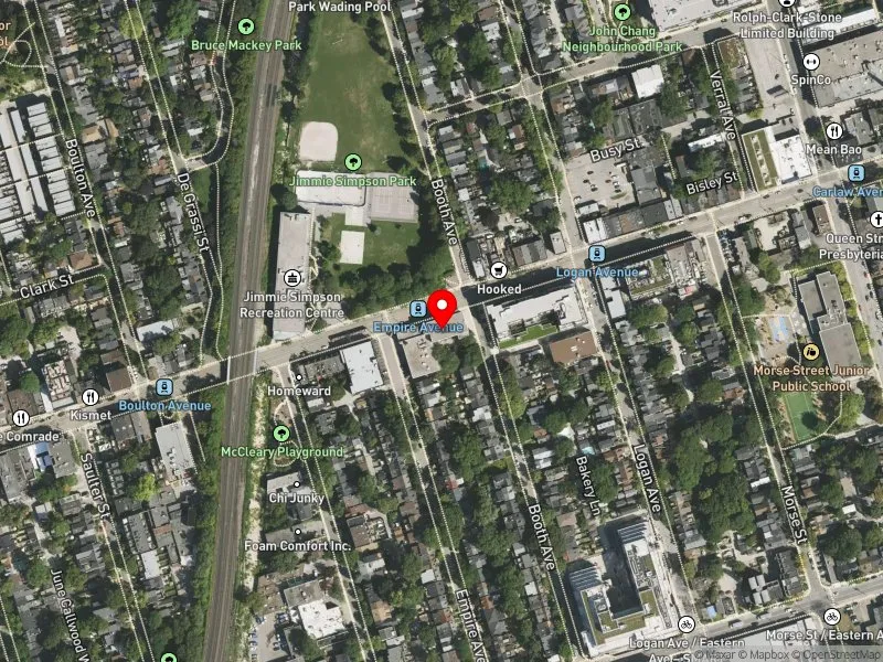 RentSafeTO apartment evaluation satellite view of 841 QUEEN ST E in Toronto-Danforth, Toronto