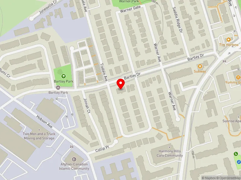 RentSafeTO apartment evaluation map view of 85 BARTLEY DR in Don Valley East, Toronto