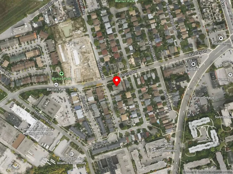 RentSafeTO apartment evaluation satellite view of 85 BARTLEY DR in Don Valley East, Toronto