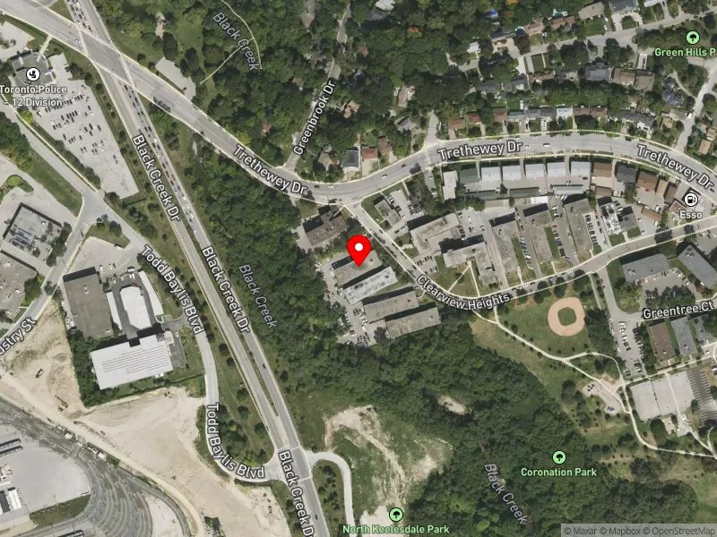 RentSafeTO apartment evaluation satellite view of 85 CLEARVIEW HTS in York South-Weston, Toronto