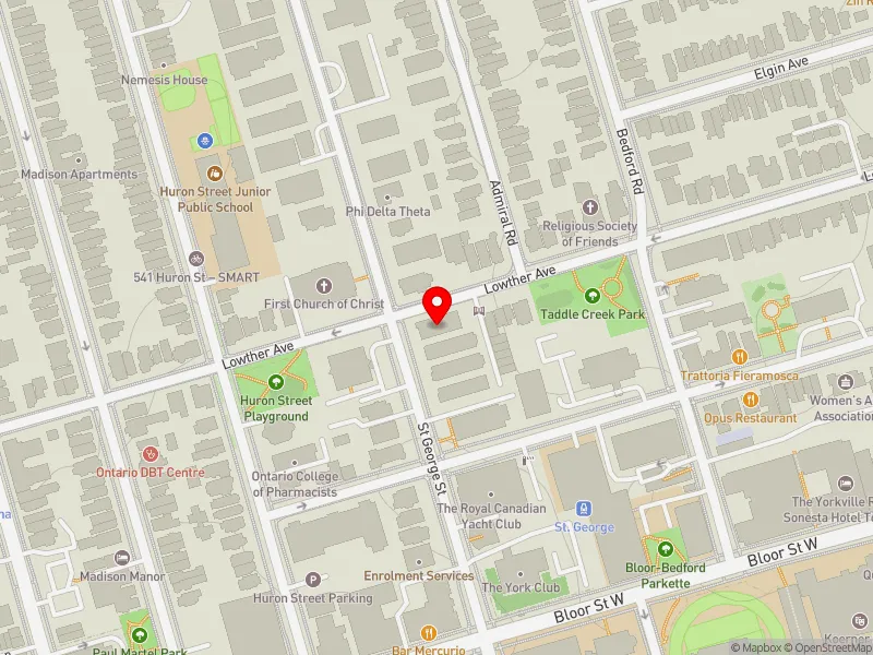 RentSafeTO apartment evaluation map view of 85 LOWTHER AVE in University-Rosedale, Toronto