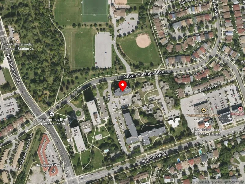 RentSafeTO apartment evaluation satellite view of 85 SILVER SPRINGS BLVD in Scarborough-Agincourt, Toronto