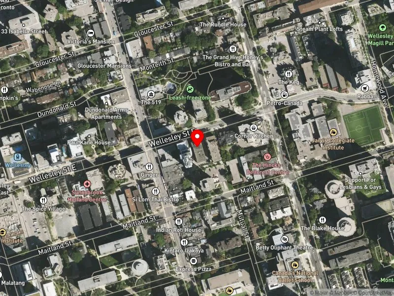 RentSafeTO apartment evaluation satellite view of 85 WELLESLEY ST E in Toronto Centre, Toronto