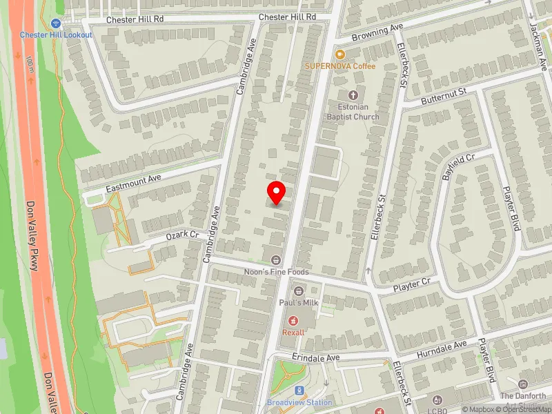 RentSafeTO apartment evaluation map view of 852 BROADVIEW AVE in Toronto-Danforth, Toronto