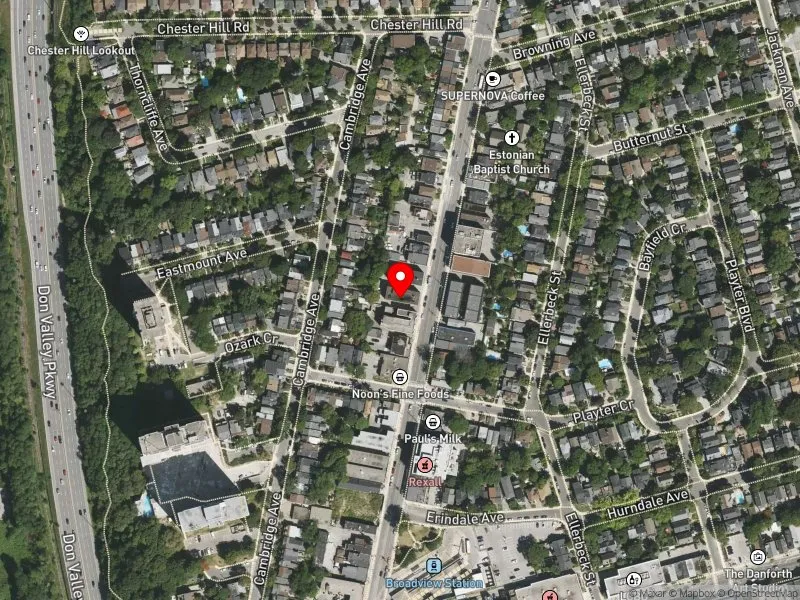 RentSafeTO apartment evaluation satellite view of 852 BROADVIEW AVE in Toronto-Danforth, Toronto