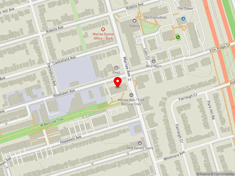 RentSafeTO apartment evaluation map view of 855 ROSELAWN AVE in Eglinton-Lawrence, Toronto