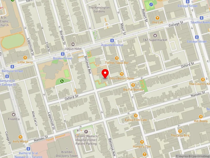 RentSafeTO apartment evaluation map view of 87 BELLEVUE AVE in University-Rosedale, Toronto