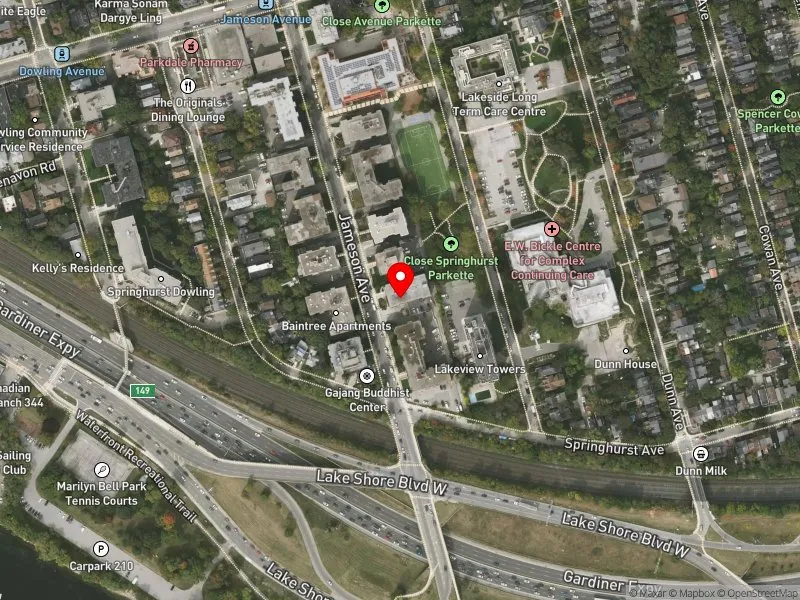 RentSafeTO apartment evaluation satellite view of 87 JAMESON AVE in Parkdale-High Park, Toronto