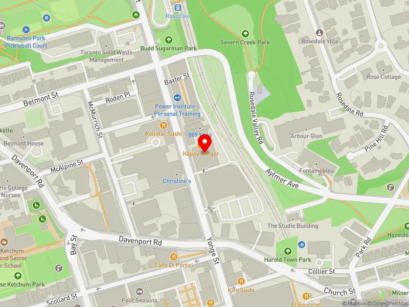 RentSafeTO apartment evaluation map view of 877 YONGE ST in University-Rosedale, Toronto