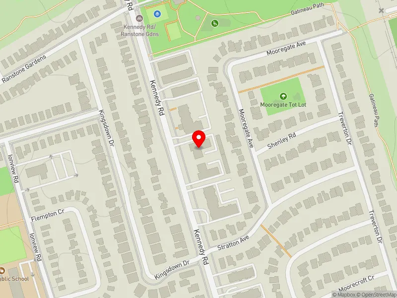 RentSafeTO apartment evaluation map view of 879 KENNEDY RD in Scarborough Centre, Toronto