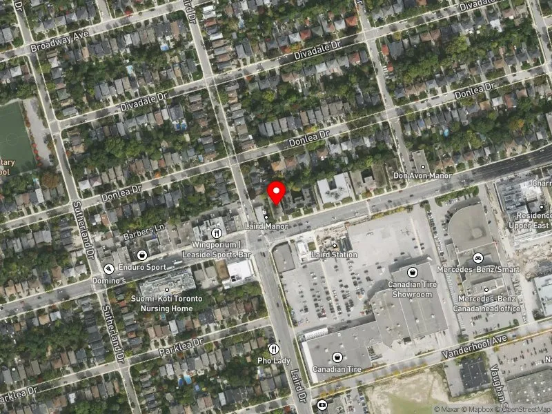 RentSafeTO apartment evaluation satellite view of 888 EGLINTON AVE E in Don Valley West, Toronto
