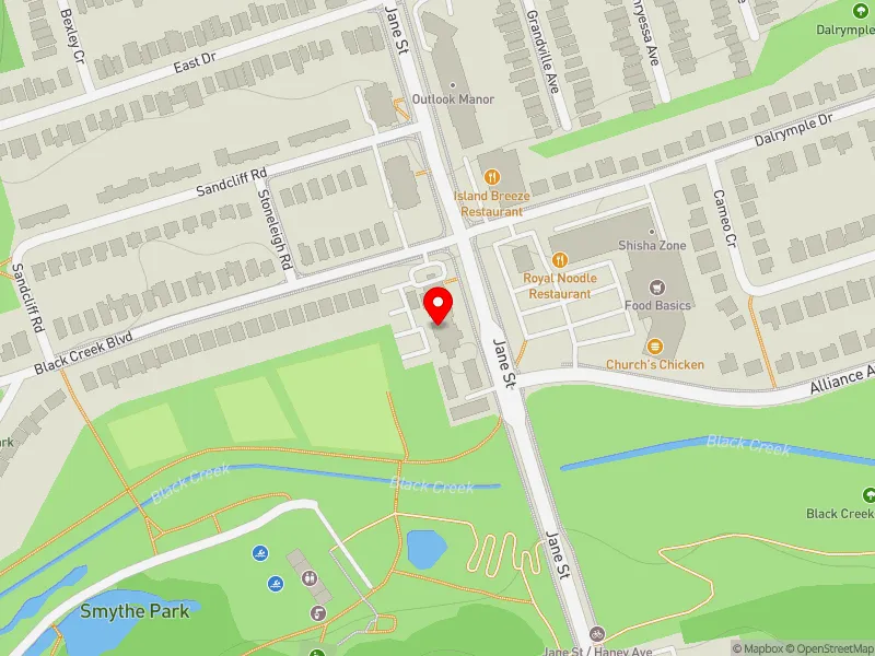 RentSafeTO apartment evaluation map view of 890 JANE ST in York South-Weston, Toronto