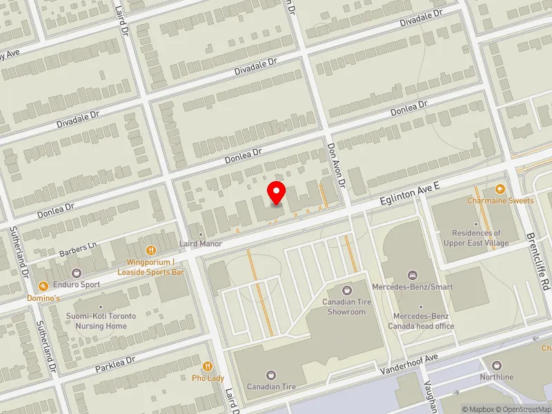 RentSafeTO apartment evaluation map view of 894 EGLINTON AVE E in Don Valley West, Toronto