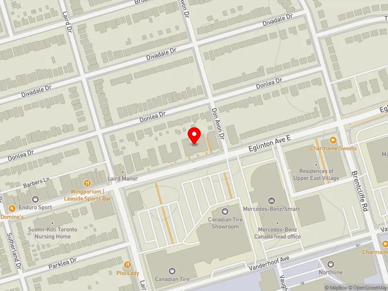 RentSafeTO apartment evaluation map view of 896 EGLINTON AVE E in Don Valley West, Toronto