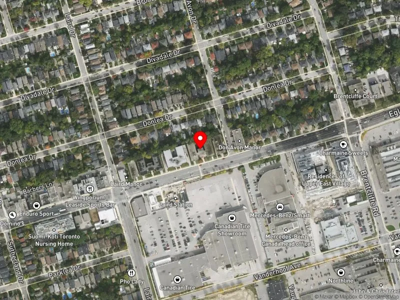 RentSafeTO apartment evaluation satellite view of 896 EGLINTON AVE E in Don Valley West, Toronto