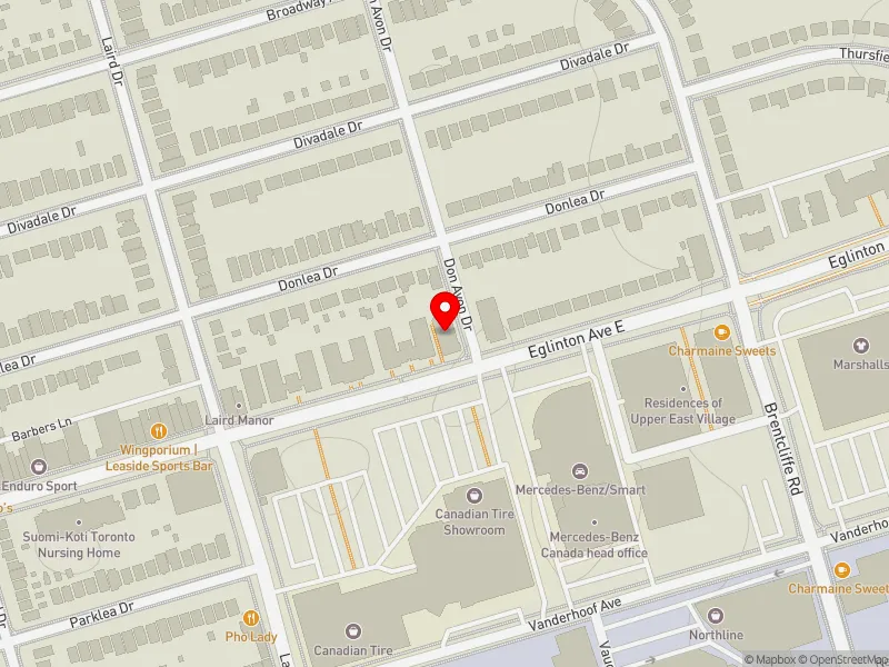RentSafeTO apartment evaluation map view of 898 EGLINTON AVE E in Don Valley West, Toronto