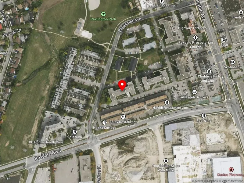 RentSafeTO apartment evaluation satellite view of 9 BERGAMOT AVE in Etobicoke North, Toronto
