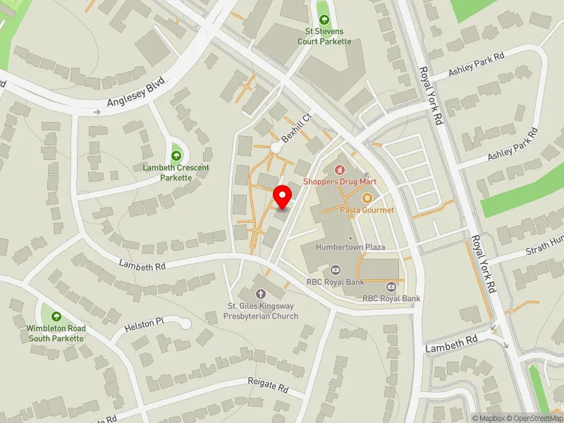 RentSafeTO apartment evaluation map view of 9 BEXHILL CRT in Etobicoke Centre, Toronto