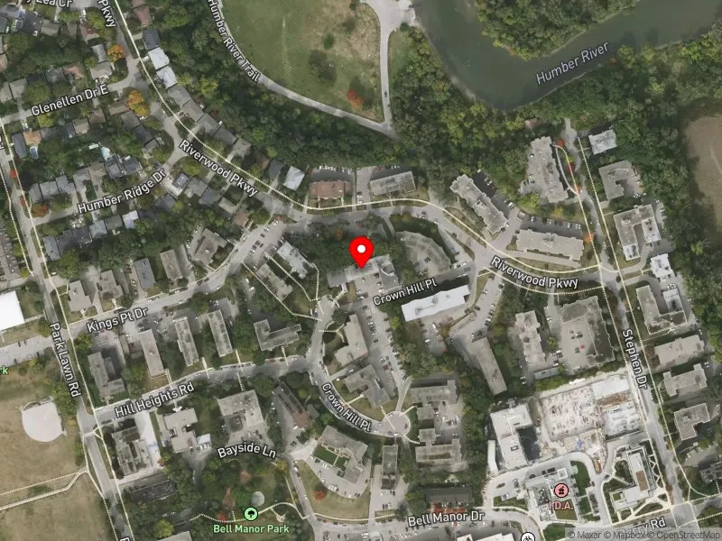 RentSafeTO apartment evaluation satellite view of 9 CROWN HILL PL in Etobicoke-Lakeshore, Toronto