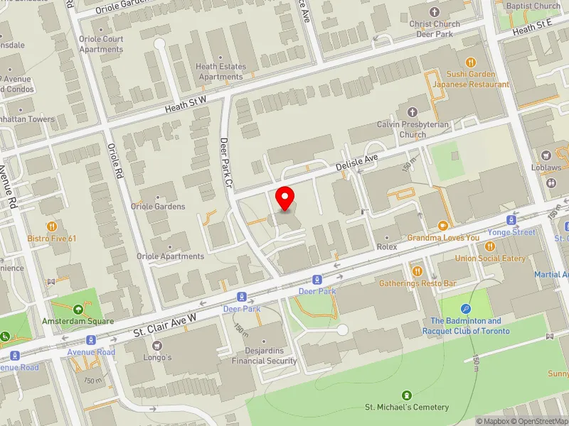 RentSafeTO apartment evaluation map view of 9 DEER PARK CRES in Toronto-St. Paul's, Toronto