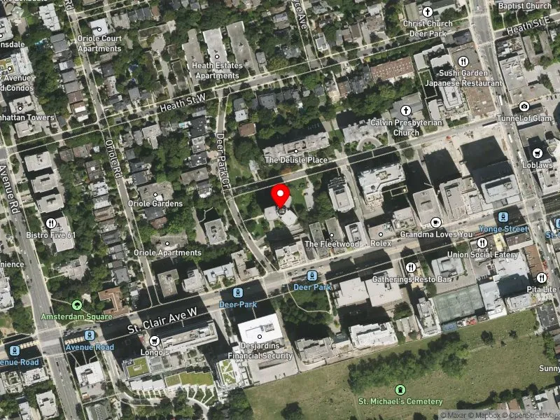 RentSafeTO apartment evaluation satellite view of 9 DEER PARK CRES in Toronto-St. Paul's, Toronto