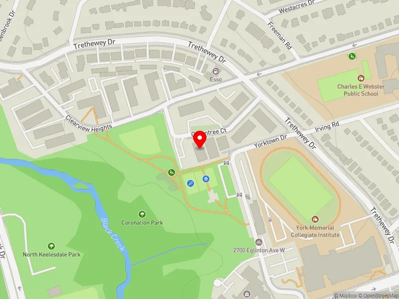 RentSafeTO apartment evaluation map view of 9 GREENTREE CRT in York South-Weston, Toronto