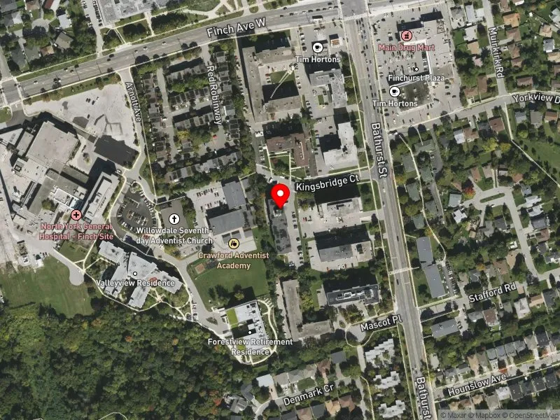 RentSafeTO apartment evaluation satellite view of 9 KINGSBRIDGE CRT in York Centre, Toronto
