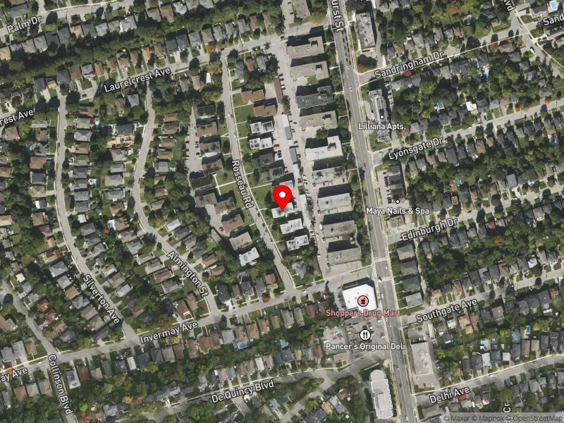 RentSafeTO apartment evaluation satellite view of 9 ROSSEAU RD in York Centre, Toronto