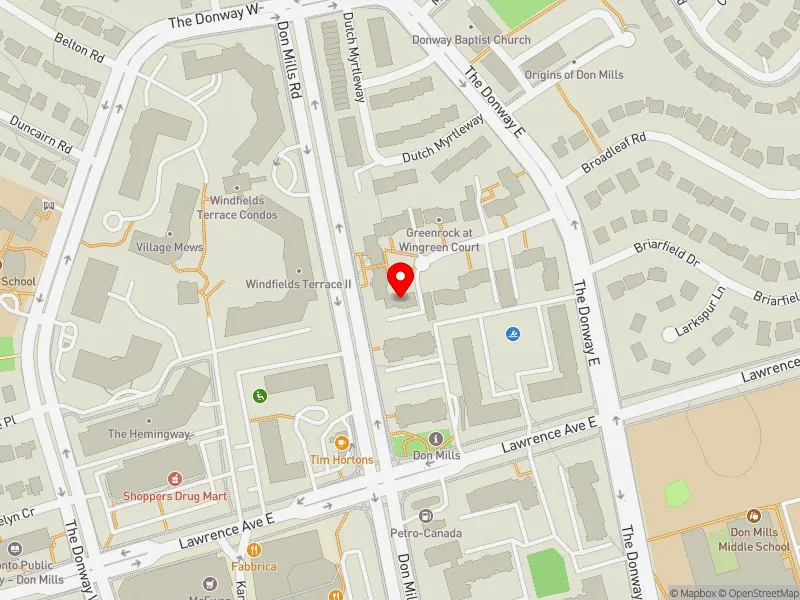 RentSafeTO apartment evaluation map view of 9 WINGREEN CRT in Don Valley East, Toronto