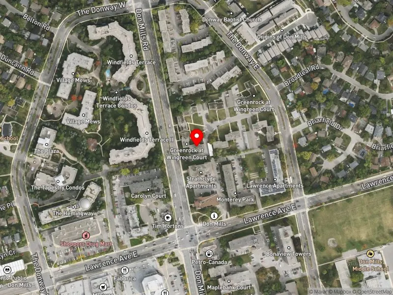 RentSafeTO apartment evaluation satellite view of 9 WINGREEN CRT in Don Valley East, Toronto