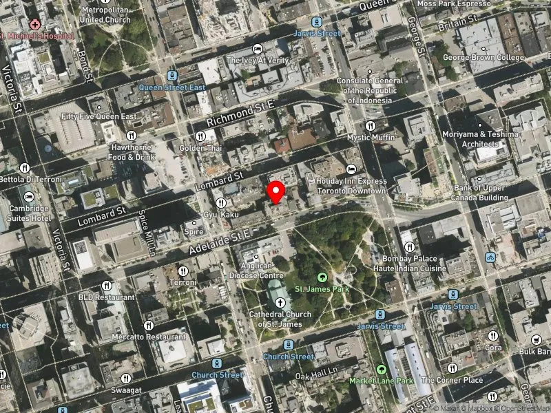 RentSafeTO apartment evaluation satellite view of 90 ADELAIDE ST E in Toronto Centre, Toronto