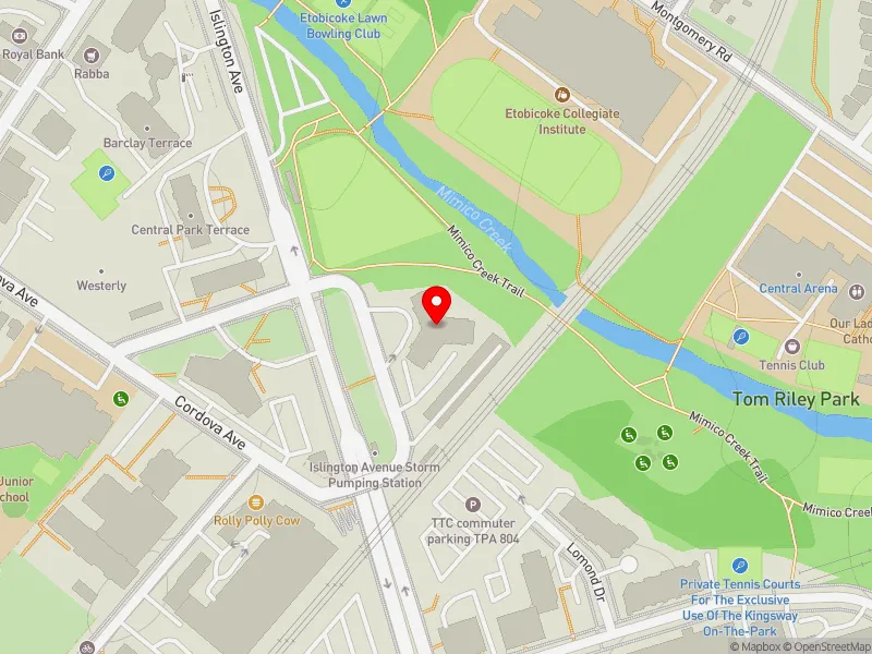 RentSafeTO apartment evaluation map view of 90 CORDOVA AVE in Etobicoke-Lakeshore, Toronto