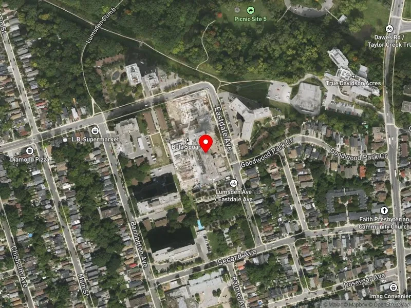 RentSafeTO apartment evaluation satellite view of 90 EASTDALE AVE in Beaches-East York, Toronto