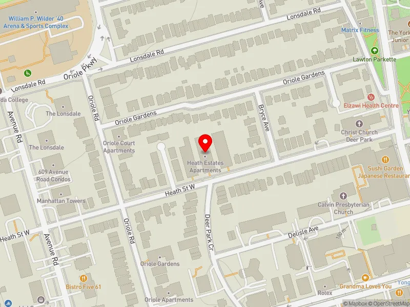 RentSafeTO apartment evaluation map view of 90 HEATH ST W in Toronto-St. Paul's, Toronto