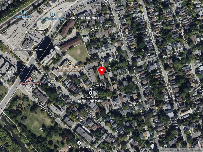RentSafeTO apartment evaluation satellite view of 90 JAMES ST in Etobicoke-Lakeshore, Toronto
