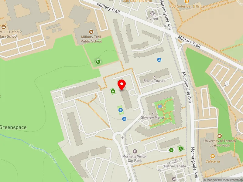 RentSafeTO apartment evaluation map view of 90 MORNELLE CRT in Scarborough-Guildwood, Toronto