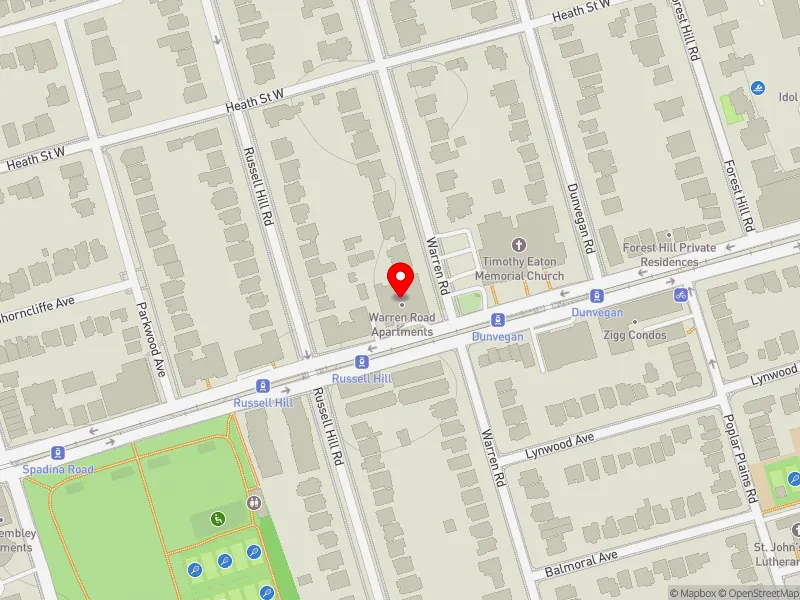 RentSafeTO apartment evaluation map view of 90 WARREN RD in Toronto-St. Paul's, Toronto