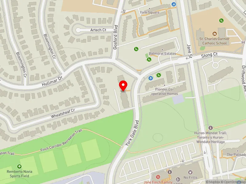 RentSafeTO apartment evaluation map view of 90 YORK GATE BLVD in Humber River-Black Creek, Toronto