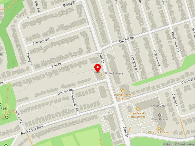 RentSafeTO apartment evaluation map view of 900 JANE ST in York South-Weston, Toronto