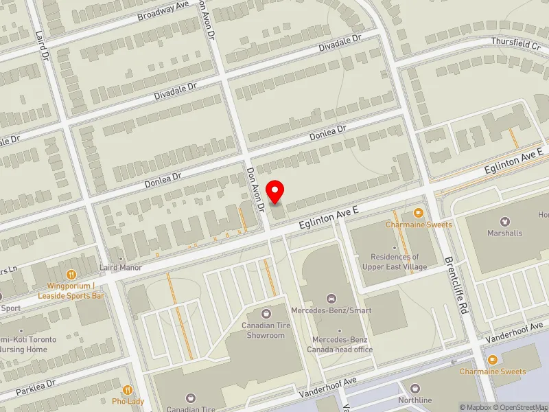 RentSafeTO apartment evaluation map view of 904 EGLINTON AVE E in Don Valley West, Toronto