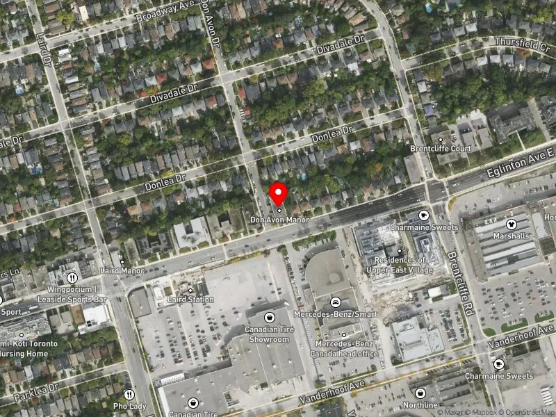 RentSafeTO apartment evaluation satellite view of 904 EGLINTON AVE E in Don Valley West, Toronto