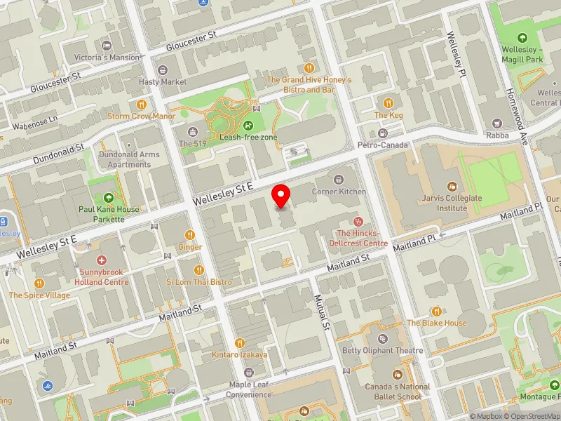 RentSafeTO apartment evaluation map view of 91 WELLESLEY ST E in Toronto Centre, Toronto