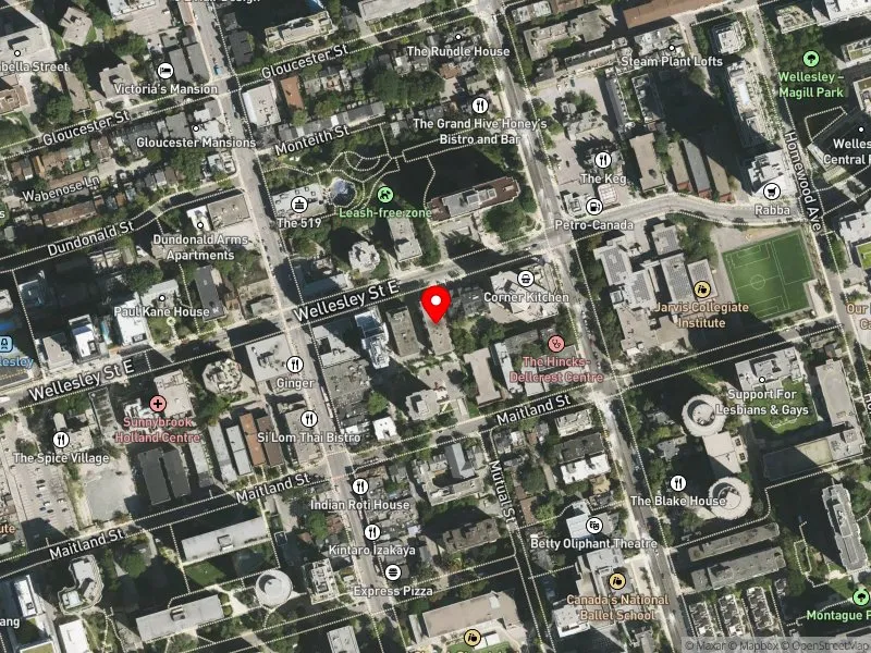RentSafeTO apartment evaluation satellite view of 91 WELLESLEY ST E in Toronto Centre, Toronto
