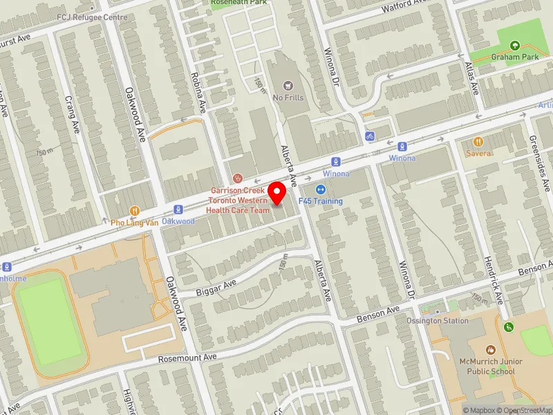 RentSafeTO apartment evaluation map view of 915 ST CLAIR AVE W in Davenport, Toronto