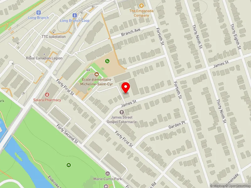 RentSafeTO apartment evaluation map view of 92 JAMES ST in Etobicoke-Lakeshore, Toronto