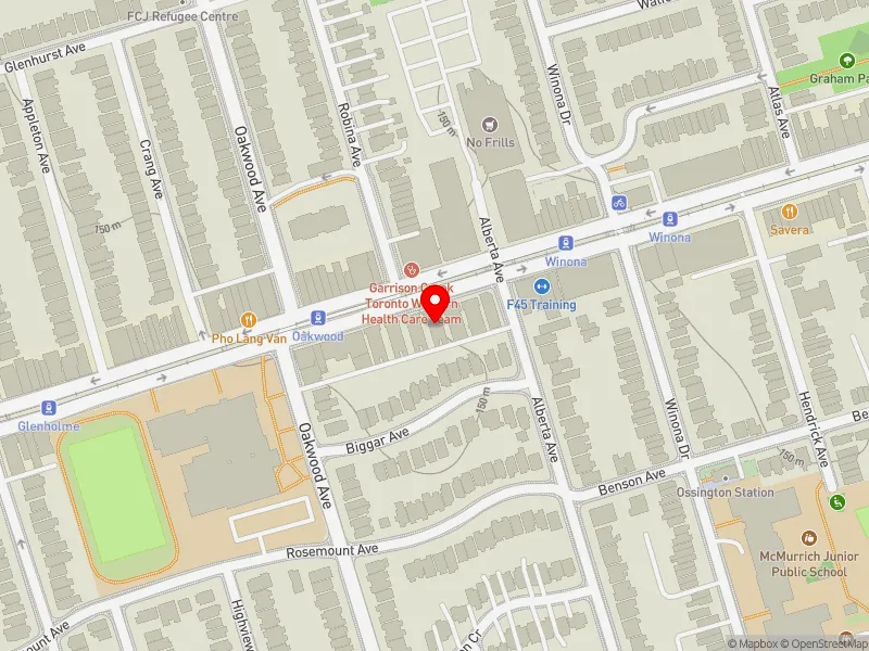 RentSafeTO apartment evaluation map view of 921 ST CLAIR AVE W in Davenport, Toronto